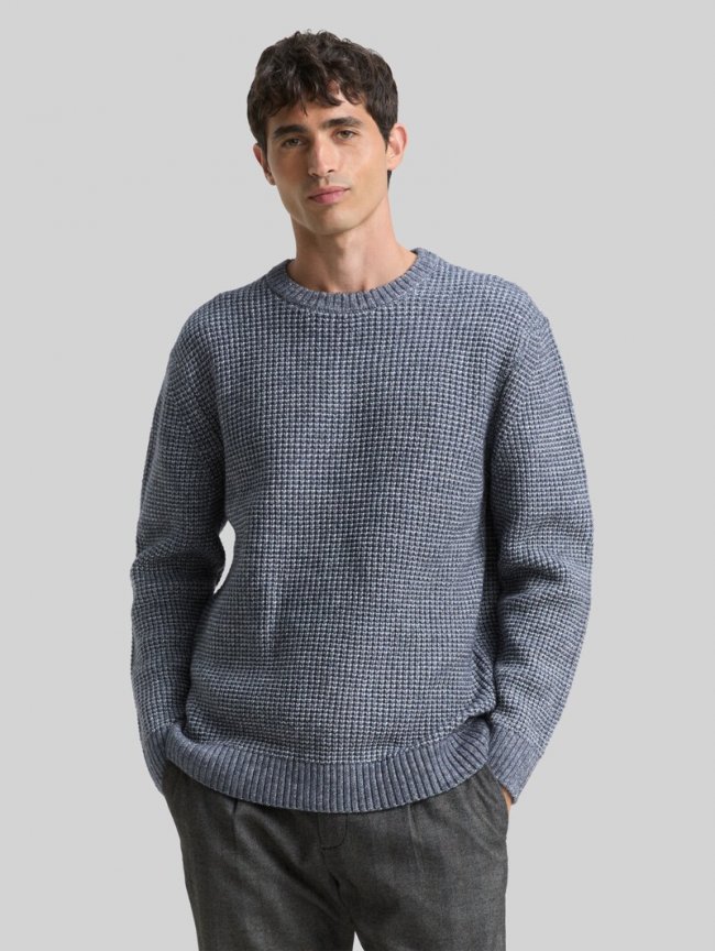 Tom Tailor Strickpullover mit Wollanteil - Navy Melange White Core Tom Tailor Strickpullover mit Wollanteil - Navy Melange White Core