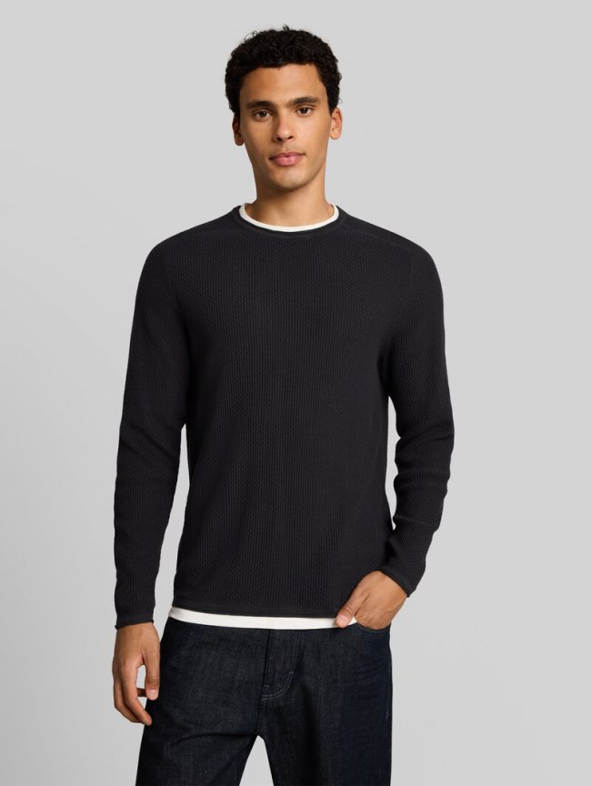 Tom Tailor Strickpullover im 2-in-1-Look - Coal Grey Tom Tailor Strickpullover im 2-in-1-Look - Coal Grey