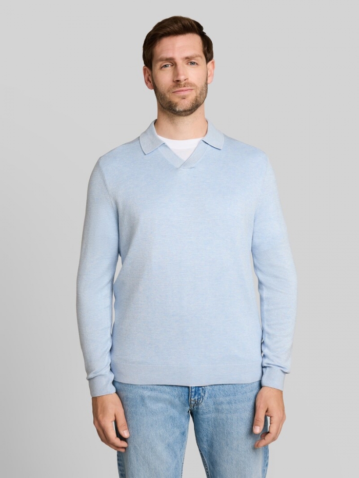 Tom Tailor Strickpullover mit Polokragen - Pale Blue Mélange Tom Tailor Strickpullover mit Polokragen - Pale Blue Mélange