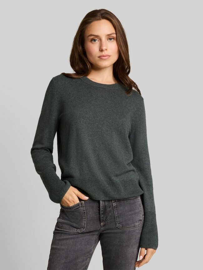 Tom Tailor Strickpullover mit Kaschmir-Anteil - Dark Olive Melange Tom Tailor Strickpullover mit Kaschmir-Anteil - Dark Olive Melange
