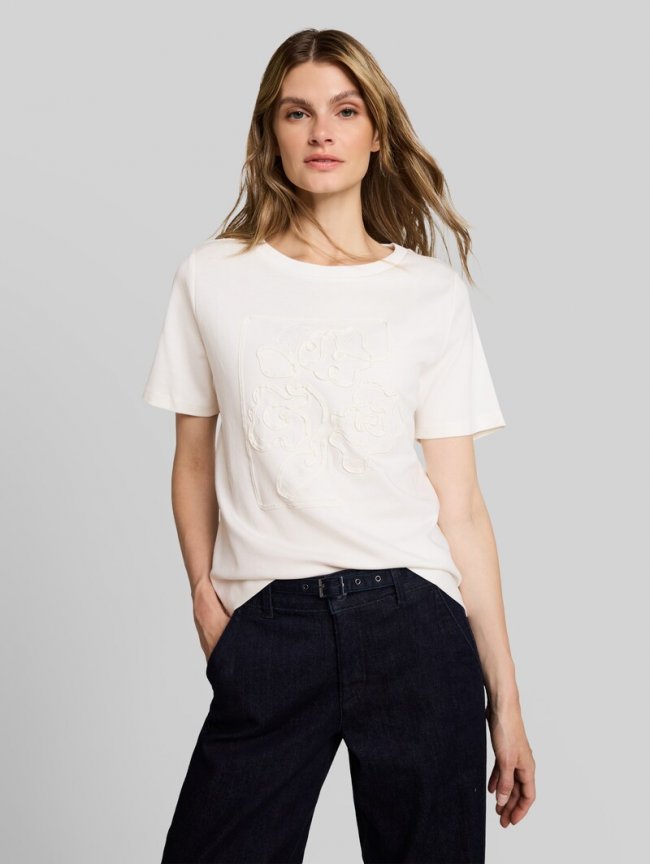 Tom Tailor T-Shirt aus Baumwolle - Off White Tom Tailor T-Shirt aus Baumwolle - Off White