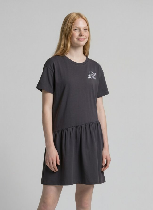 Tom Tailor Mini-Kleid mit Print - Coal Grey Tom Tailor Mini-Kleid mit Print - Coal Grey