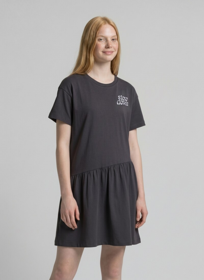 Tom Tailor Mini-Kleid mit Print - Coal Grey Tom Tailor Mini-Kleid mit Print - Coal Grey