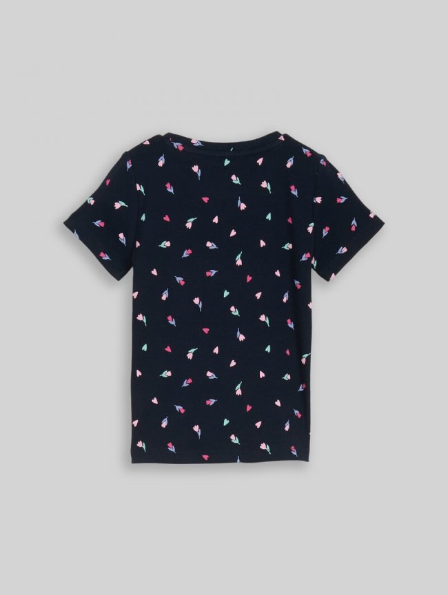 Tom Tailor Ripp T-Shirt mit Blumenmuster - Dark Blue Tulip Print Small Tom Tailor Ripp T-Shirt mit Blumenmuster - Dark Blue Tulip Print Small