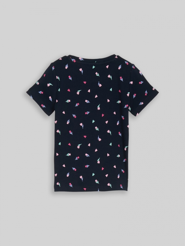 Tom Tailor Ripp T-Shirt mit Blumenmuster - Dark Blue Tulip Print Small Tom Tailor Ripp T-Shirt mit Blumenmuster - Dark Blue Tulip Print Small