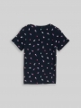 Tom Tailor Ripp T-Shirt mit Blumenmuster - Dark Blue Tulip Print Small Tom Tailor Ripp T-Shirt mit Blumenmuster - Dark Blue Tulip Print Small