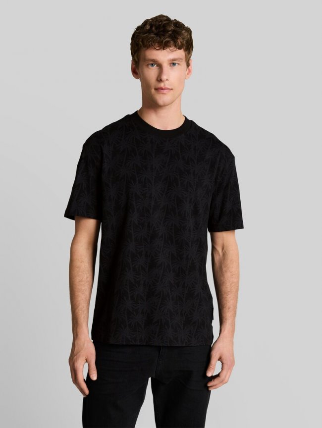Tom Tailor Relaxed Fit T-Shirt mit Palmenprint - Black Laser Palm Design Tom Tailor Relaxed Fit T-Shirt mit Palmenprint - Black Laser Palm Design