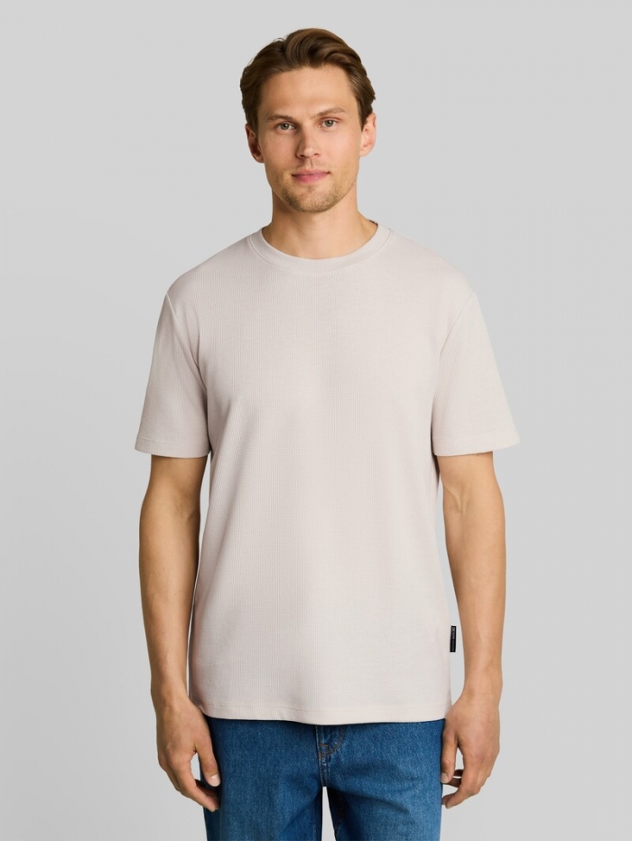Tom Tailor T-Shirt mit Waffelstruktur - Clouds Grey Tom Tailor T-Shirt mit Waffelstruktur - Clouds Grey