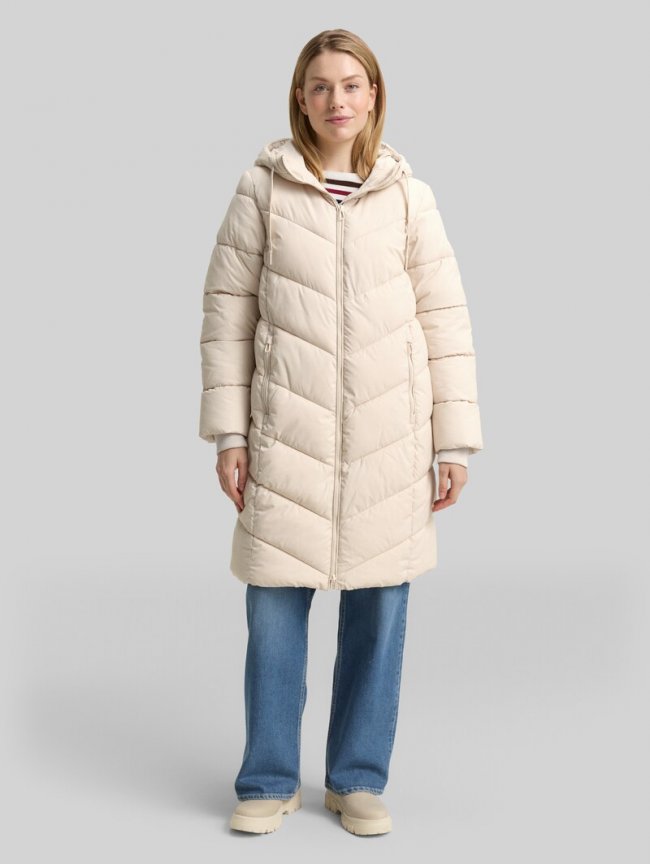 Tom Tailor Puffer-Mantel mit Kapuze - Cold Beige Tom Tailor Puffer-Mantel mit Kapuze - Cold Beige