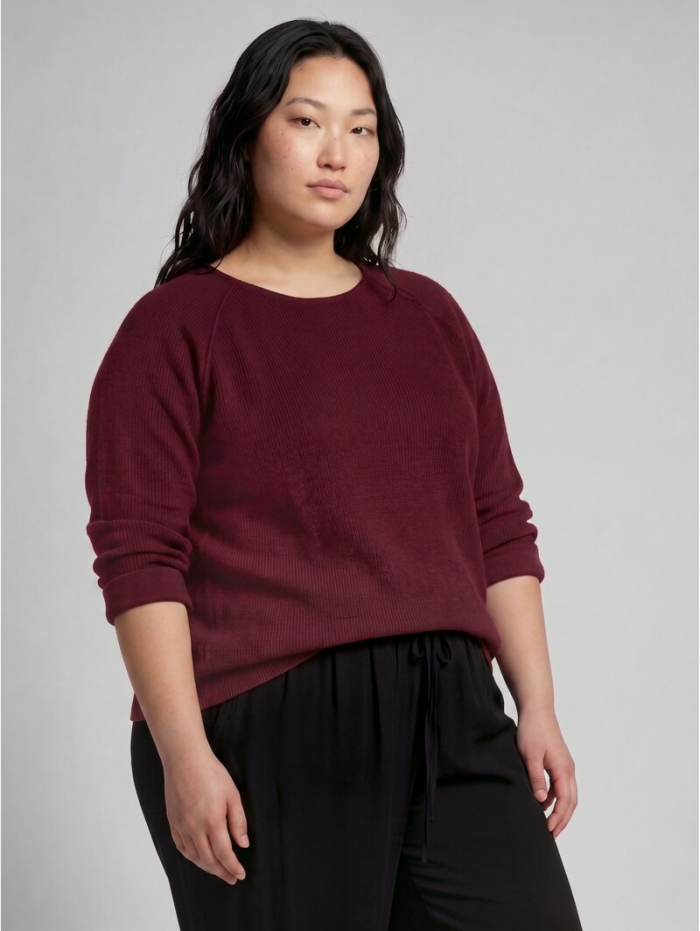 Tom Tailor Plus Size - Cosy Sweatshirt mit Melange-Optik - Dark Preppy Plum Melange Tom Tailor Plus Size - Cosy Sweatshirt mit Melange-Optik - Dark Preppy Plum Melange