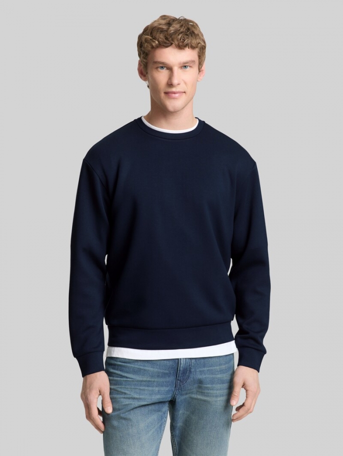 Tom Tailor Basic Scuba Sweatshirt - Sky Captain Blue Tom Tailor Basic Scuba Sweatshirt - Sky Captain Blue