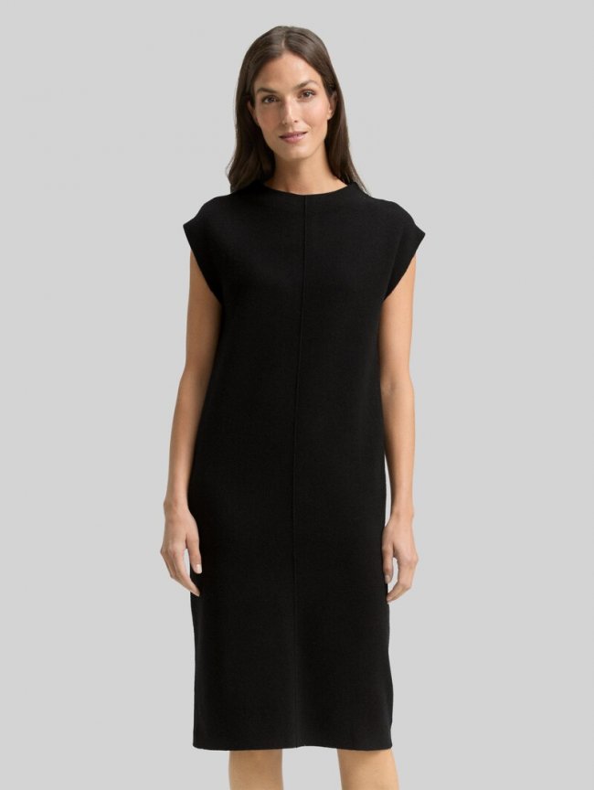 Tom Tailor Strickkleid mit Stehkragen - Deep Black Tom Tailor Strickkleid mit Stehkragen - Deep Black