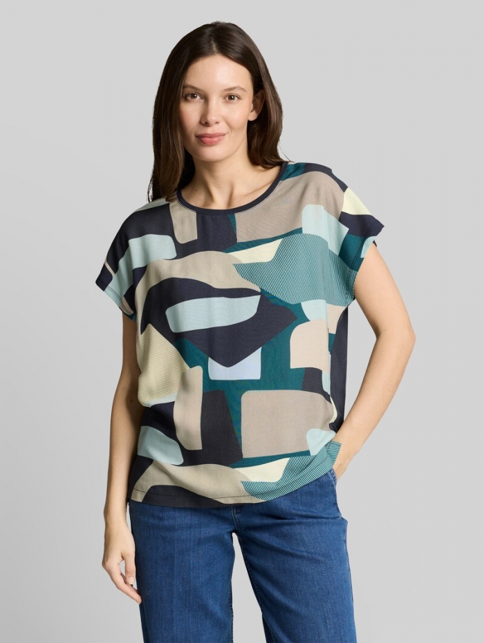 Tom Tailor T-Shirt im Material-Mix - Abstract Stripe Print Tom Tailor T-Shirt im Material-Mix - Abstract Stripe Print