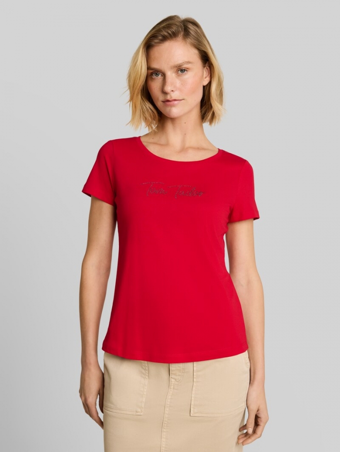 Tom Tailor T-Shirt mit Glitzer-Logo - Soft Scarlet Red Tom Tailor T-Shirt mit Glitzer-Logo - Soft Scarlet Red