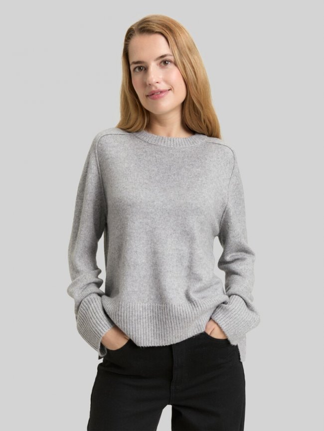 Tom Tailor Loose Fit Strickpullover - Medium Silver Grey Melange Tom Tailor Loose Fit Strickpullover - Medium Silver Grey Melange