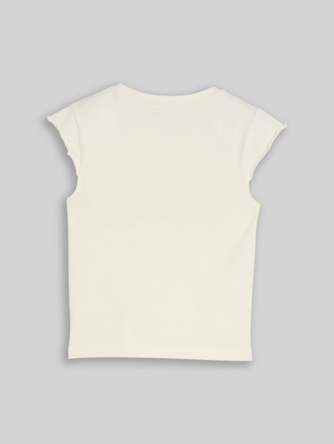 Tom Tailor Cropped T-Shirt mit Wellkanten - Wool White Tom Tailor Cropped T-Shirt mit Wellkanten - Wool White
