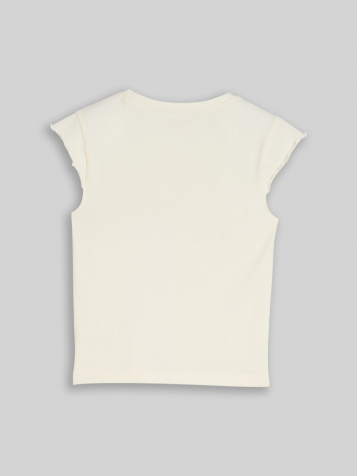 Tom Tailor Cropped T-Shirt mit Wellkanten - Wool White