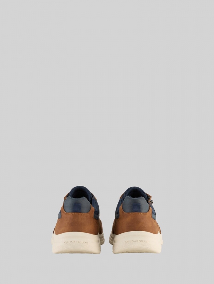 Tom Tailor Sneaker aus strukturiertem Lederimitat - Cognac Tom Tailor Sneaker aus strukturiertem Lederimitat - Cognac