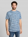Tom Tailor Piqué T-Shirt in Melange-Optik - Blue White Spacedye Pique