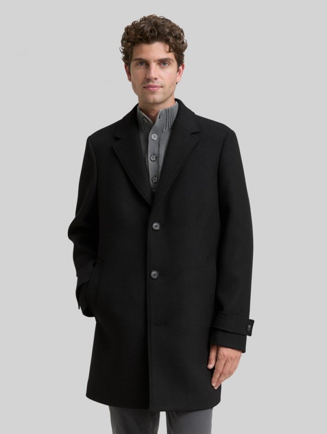 Tom Tailor Wollmantel mit Reverskragen - Black Tom Tailor Wollmantel mit Reverskragen - Black