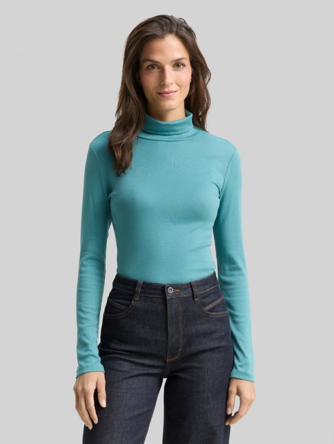Tom Tailor Langarmshirt mit Rollkragen - Tropical Teal Tom Tailor Langarmshirt mit Rollkragen - Tropical Teal