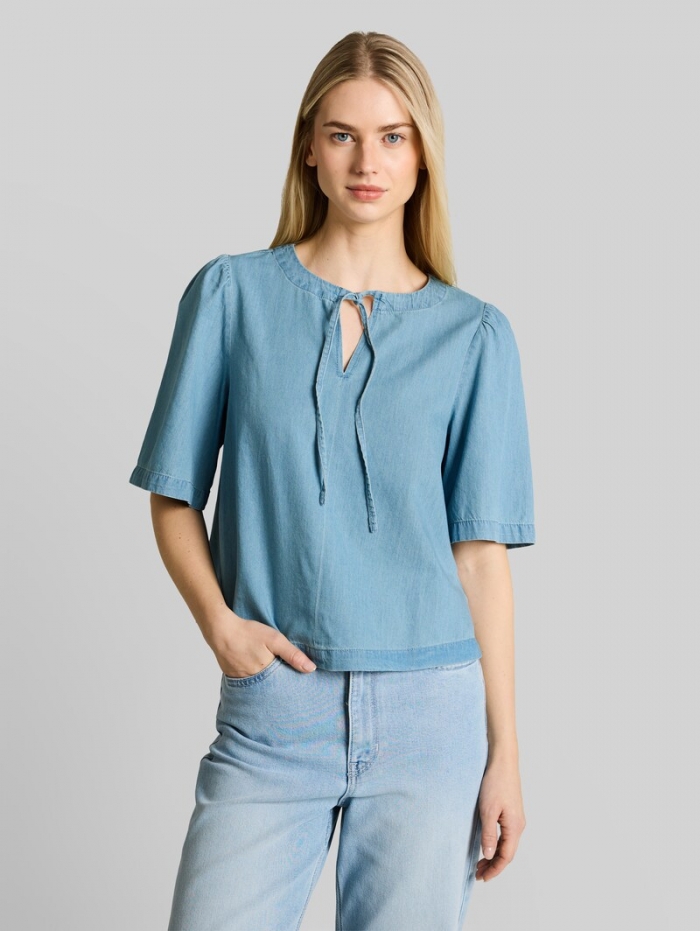 Tom Tailor Jeansbluse mit Schleifen-Detail - Clean Light Stone Blue Denim Tom Tailor Jeansbluse mit Schleifen-Detail - Clean Light Stone Blue Denim