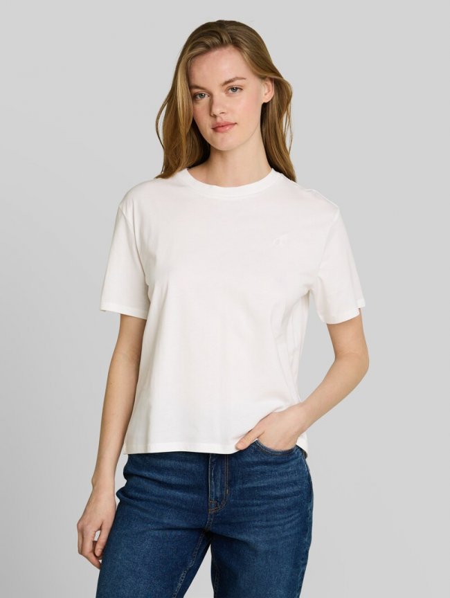Tom Tailor Boxy Fit T-Shirt mit Stickerei - Off White Tom Tailor Boxy Fit T-Shirt mit Stickerei - Off White