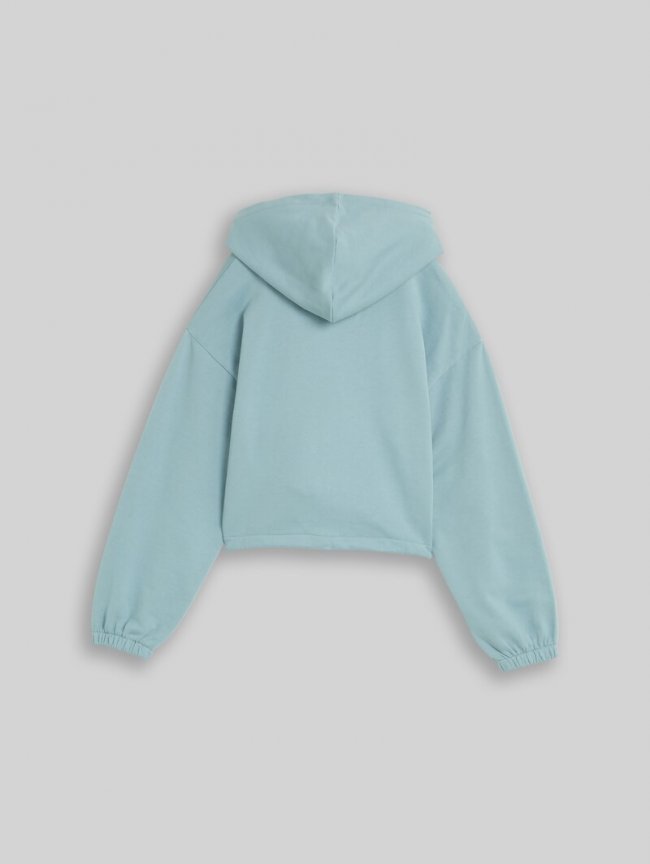 Tom Tailor Cropped Hoodie Sweatjacke mit Kordelzug - Tourmaline Tom Tailor Cropped Hoodie Sweatjacke mit Kordelzug - Tourmaline