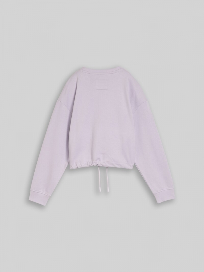 Tom Tailor Cropped Sweatshirt mit Bindeschleife - Cool Lilac Tom Tailor Cropped Sweatshirt mit Bindeschleife - Cool Lilac