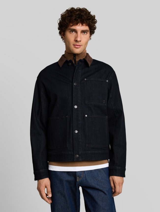 Tom Tailor Relaxed Fit Jeansjacke mit Cord-Kragen - Rinsed Blue Denim Tom Tailor Relaxed Fit Jeansjacke mit Cord-Kragen - Rinsed Blue Denim