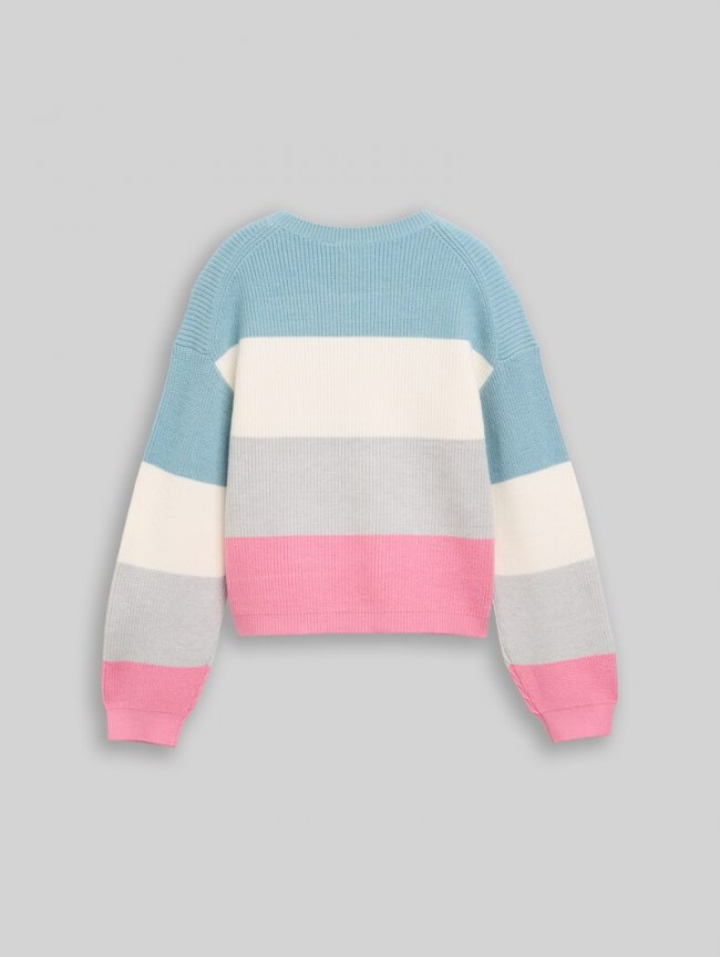 Tom Tailor Cropped Strickpullover mit Colour Blocking - Pink Colorblock Tom Tailor Cropped Strickpullover mit Colour Blocking - Pink Colorblock