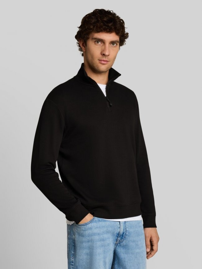 Tom Tailor Relaxed Fit Troyer Sweatshirt - Black Tom Tailor Relaxed Fit Troyer Sweatshirt - Black