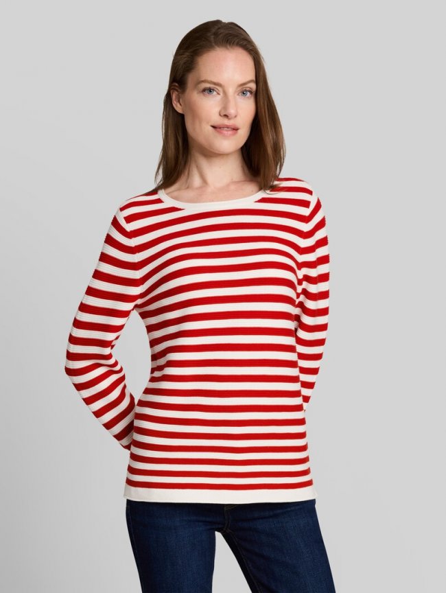 Tom Tailor Strickpullover aus Baumwolle - Soft Red Stripe Tom Tailor Strickpullover aus Baumwolle - Soft Red Stripe