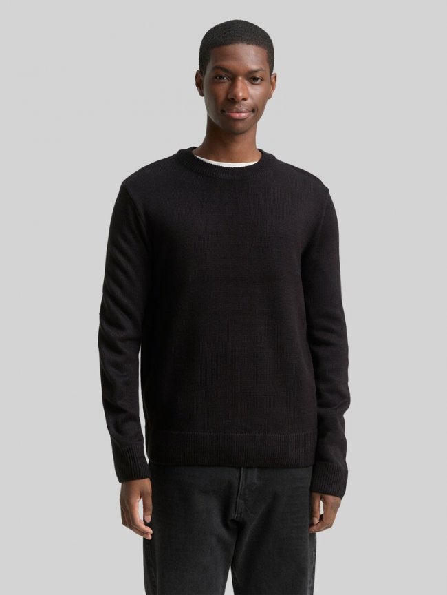 Tom Tailor Strickpullover mit Rundhalsausschnitt - Black Tom Tailor Strickpullover mit Rundhalsausschnitt - Black