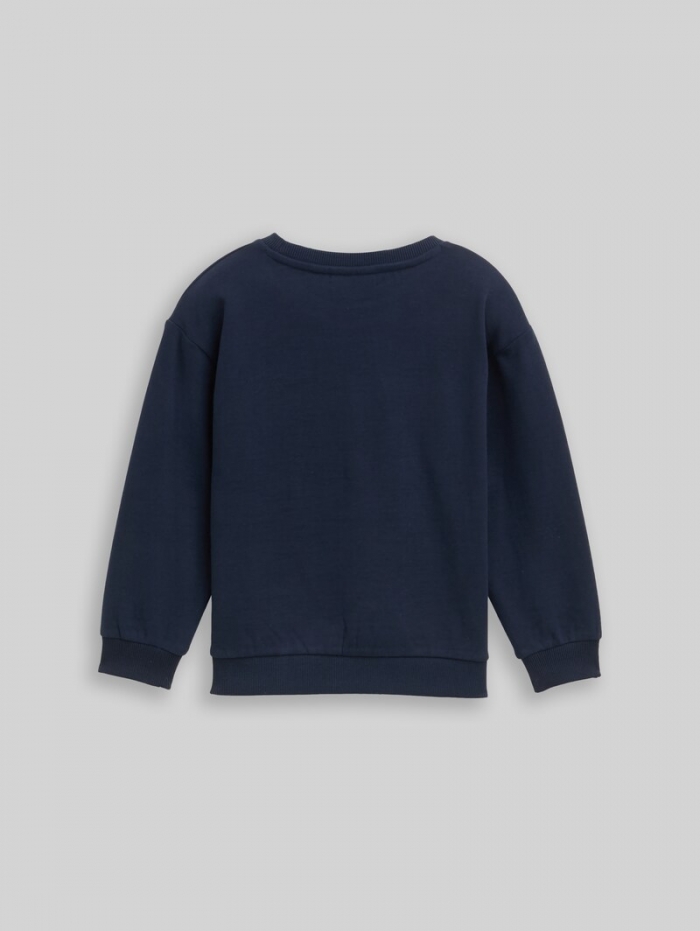 Tom Tailor Oversize Sweatshirt mit Glitzer-Print - Sky Captain Blue Tom Tailor Oversize Sweatshirt mit Glitzer-Print - Sky Captain Blue