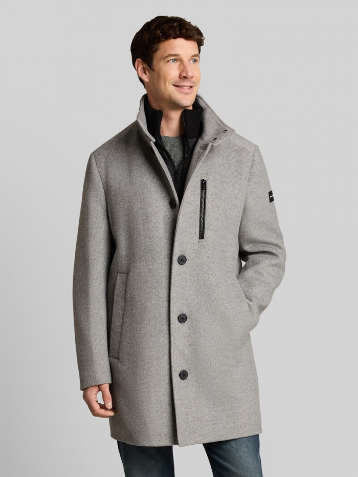 Tom Tailor 2-in-1 Wollmantel mit abnehmbarem Einsatz - Mid Grey Melange Twill Tom Tailor 2-in-1 Wollmantel mit abnehmbarem Einsatz - Mid Grey Melange Twill