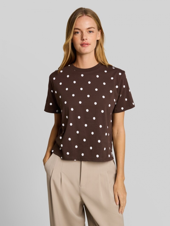 Tom Tailor Boxy Fit T-Shirt mit Punkten - Dark Brown White Dot Tom Tailor Boxy Fit T-Shirt mit Punkten - Dark Brown White Dot