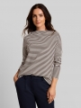 Tom Tailor Loose Fit Langarmshirt mit Streifenmuster - Brown White Stripe