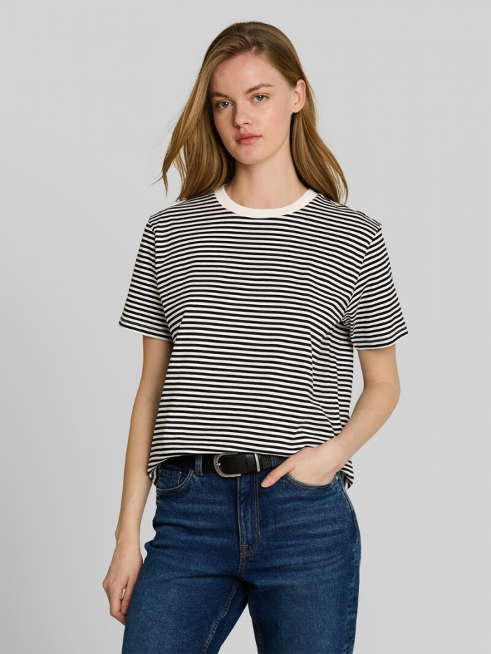 Tom Tailor Boxy Fit T-Shirt - Black White Stripe Tom Tailor Boxy Fit T-Shirt - Black White Stripe