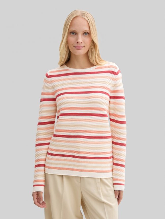 Tom Tailor Strickpullover aus Baumwolle - Peachy Knit Stripe Design Tom Tailor Strickpullover aus Baumwolle - Peachy Knit Stripe Design