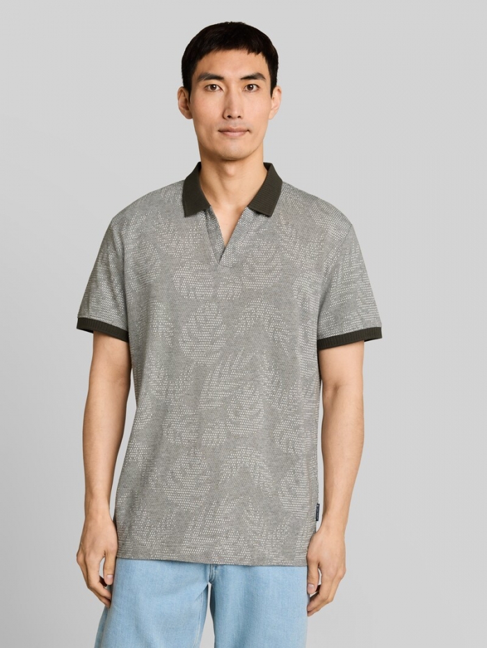 Tom Tailor Jacquard Poloshirt mit Muster - Green Leaf Jacquard Design Tom Tailor Jacquard Poloshirt mit Muster - Green Leaf Jacquard Design