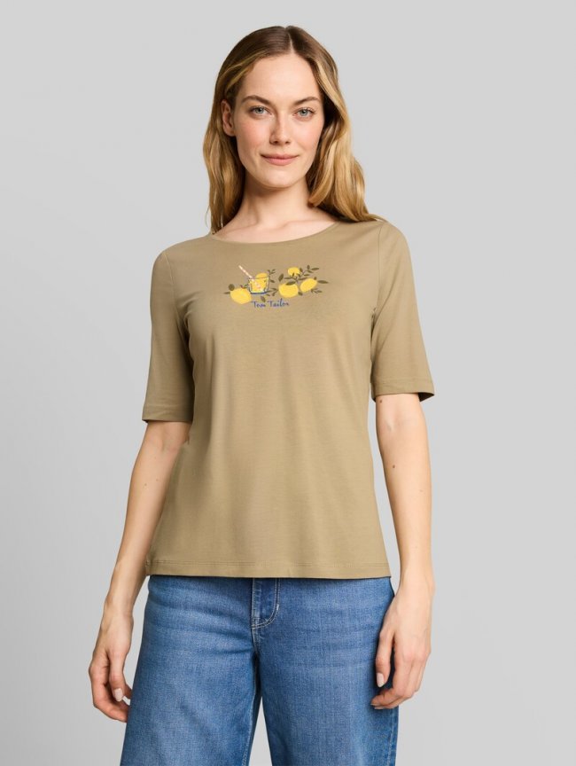 Tom Tailor T-Shirt mit Print - Silver Olive Tom Tailor T-Shirt mit Print - Silver Olive