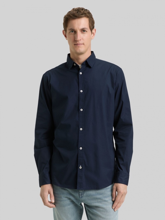 Tom Tailor Regular Fit Hemd mit Stretch - Sky Captain Blue Tom Tailor Regular Fit Hemd mit Stretch - Sky Captain Blue