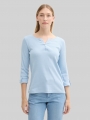 Tom Tailor Langarmshirt mit Turn-Up-Funktion - Light Fjord Blue White Stripe Tom Tailor Langarmshirt mit Turn-Up-Funktion - Light Fjord Blue White Stripe