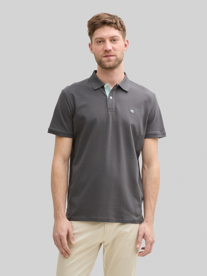 Tom Tailor Piqué Poloshirt aus Baumwolle - Dark Shadow Tom Tailor Piqué Poloshirt aus Baumwolle - Dark Shadow