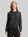 Tom Tailor Relaxed Fit Strickpullover mit Stickereien - Grey White Dots And Hearts Tom Tailor Relaxed Fit Strickpullover mit Stickereien - Grey White Dots And Hearts