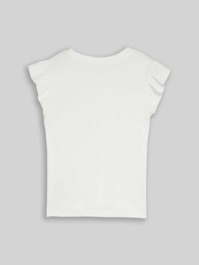 Tom Tailor Ripp Top mit Volant - Whisper White Tom Tailor Ripp Top mit Volant - Whisper White