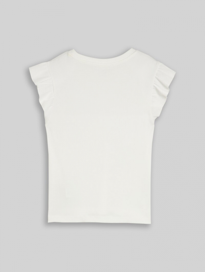 Tom Tailor Ripp Top mit Volant - Whisper White Tom Tailor Ripp Top mit Volant - Whisper White