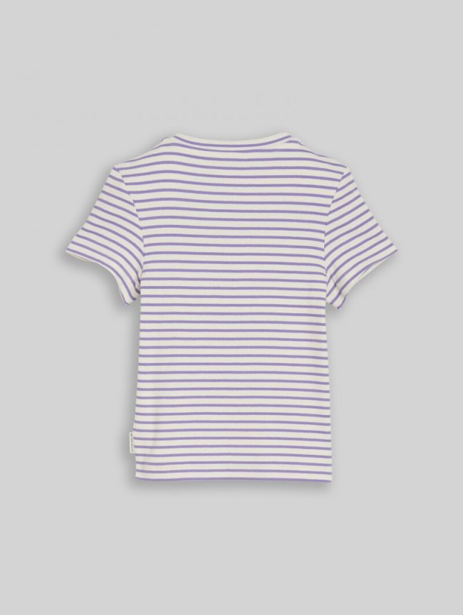 Tom Tailor Ripp T-Shirt mit Streifenmuster - Flashy Purple Stripe Tom Tailor Ripp T-Shirt mit Streifenmuster - Flashy Purple Stripe