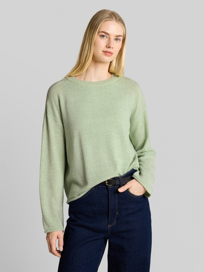 Tom Tailor Relaxed Fit Strickpullover mit U-Boot-Ausschnitt - Light Matcha Green Tom Tailor Relaxed Fit Strickpullover mit U-Boot-Ausschnitt - Light Matcha Green